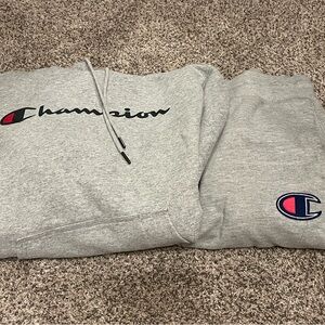 Champion Light Gray set Hoodie with sweats